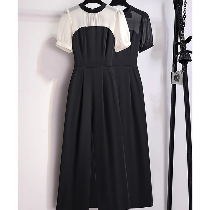 Chic High-Waisted Wide-Leg Jumpsuit with Horn Sleeves