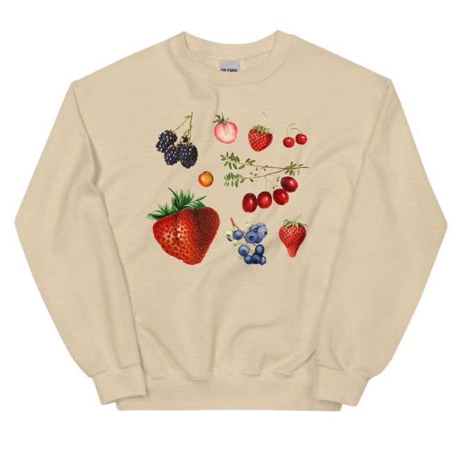 Chic Mixed Berry Print Long-Sleeve Sweater