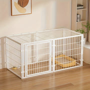 Sturdy Dog Crate Heavy Duty Sturdy Large Dog Crate - 48L X 24H Pet Kennel With Top, Multi-size Indoor Playpen For Small&medium Dogs&cat&chicken, Black & White