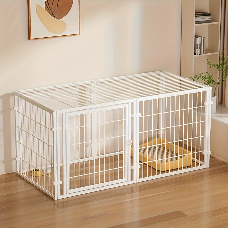 Sturdy Dog Crate Heavy Duty Sturdy Large Dog Crate - 48L X 24H Pet Kennel With Top, Multi-size Indoor Playpen For Small&medium Dogs&cat&chicken, Black & White