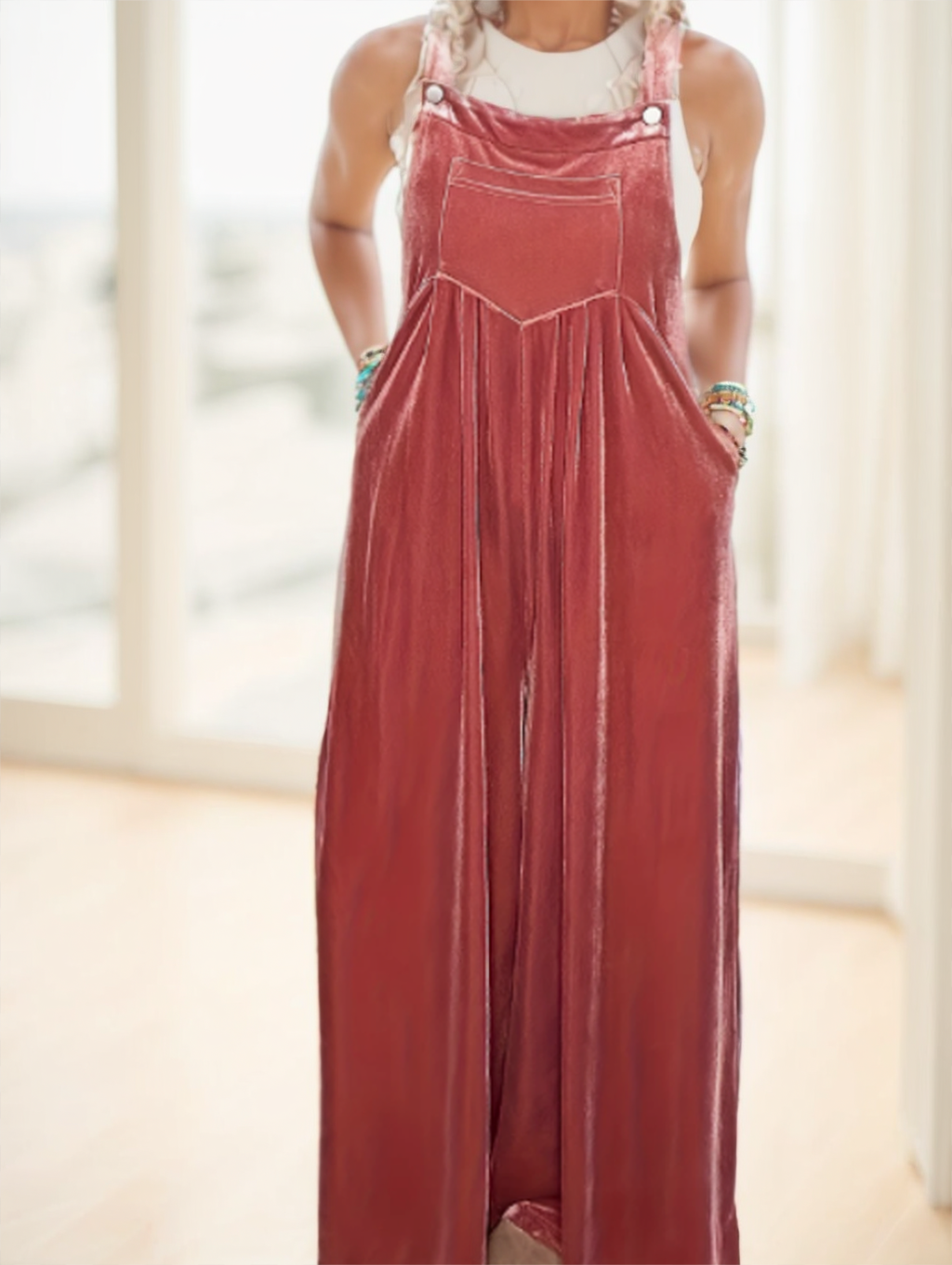 Women's Retro Velvet Overalls Chic Vintage Jumpsuit
