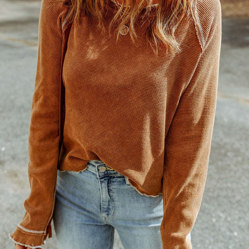 Women's Solid Color Autumn Casual Long Sleeve Bottoming Shirt