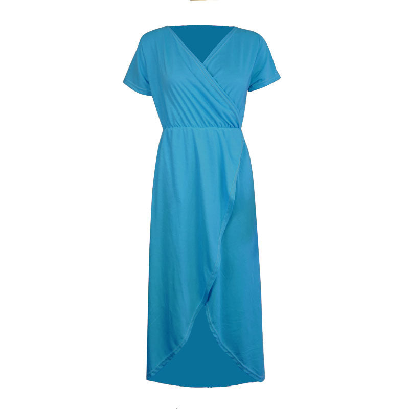 Womens Cross-front Short-sleeve V-neck Slim-fit Elegant