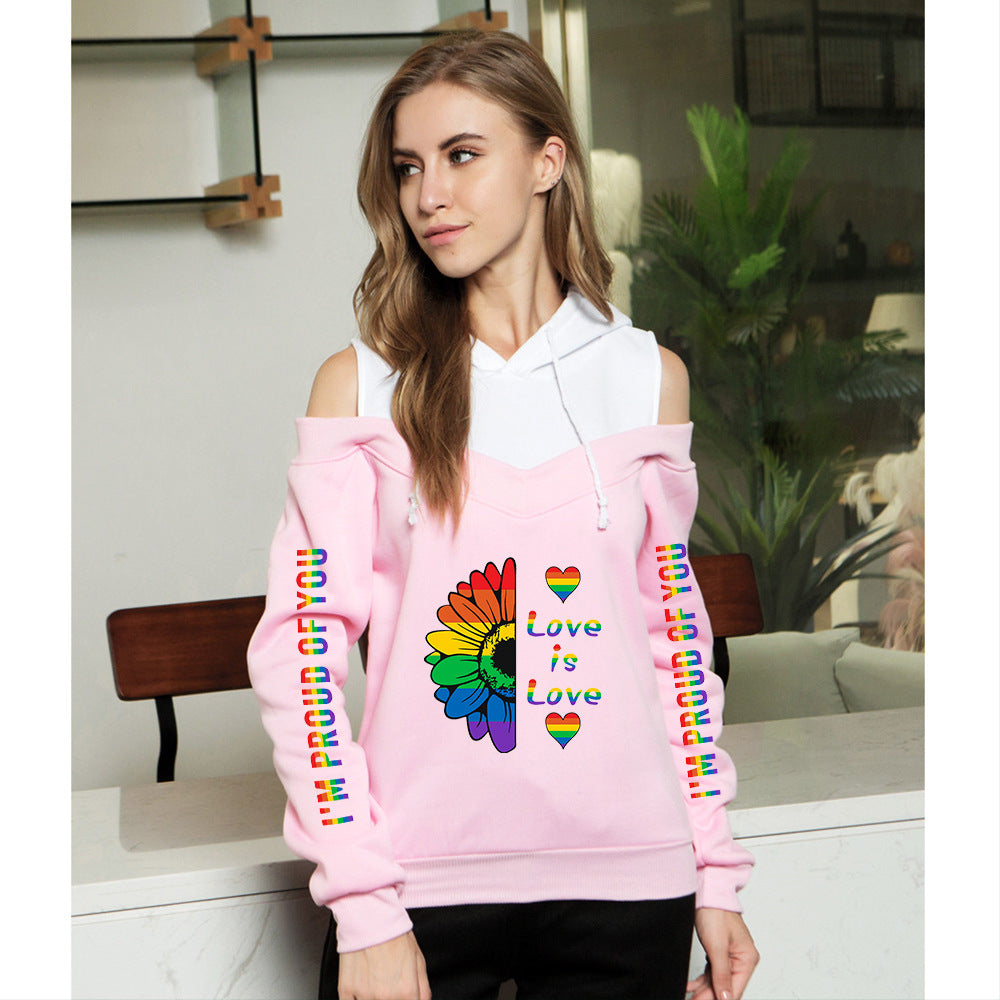 Women's Off-the-Shoulder Casual Pullover Hoodie