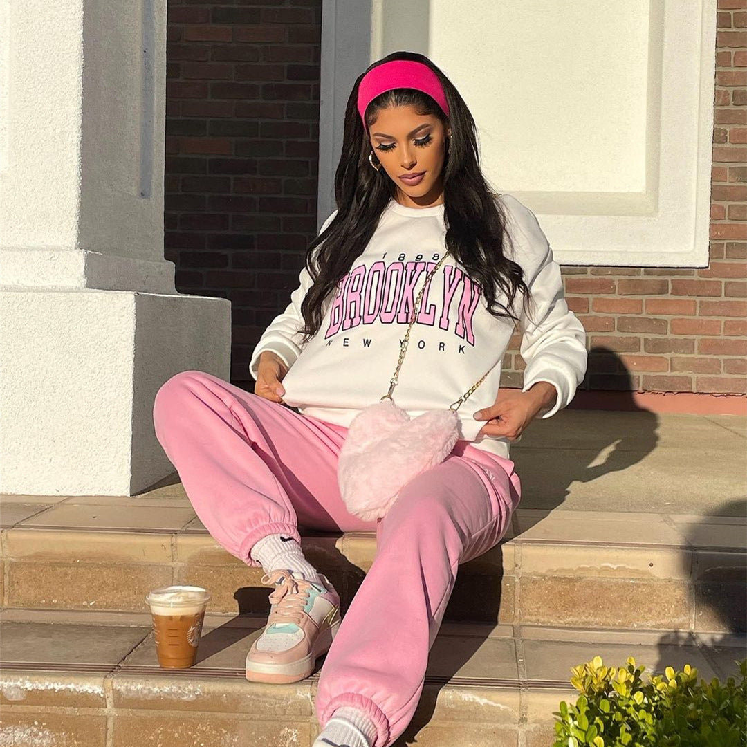 Women's Casual Loose Long-Sleeve Letter Sweater