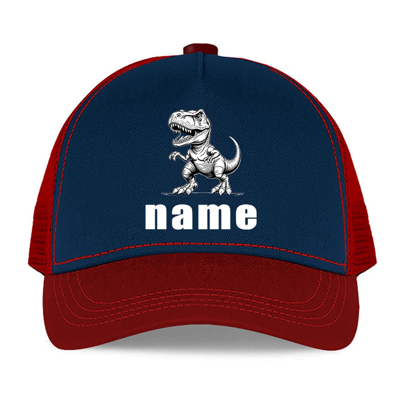 Custom Name Dinosaur Design Baseball Cap – Adjustable Outdoor Sports Hat for Boys and Girls