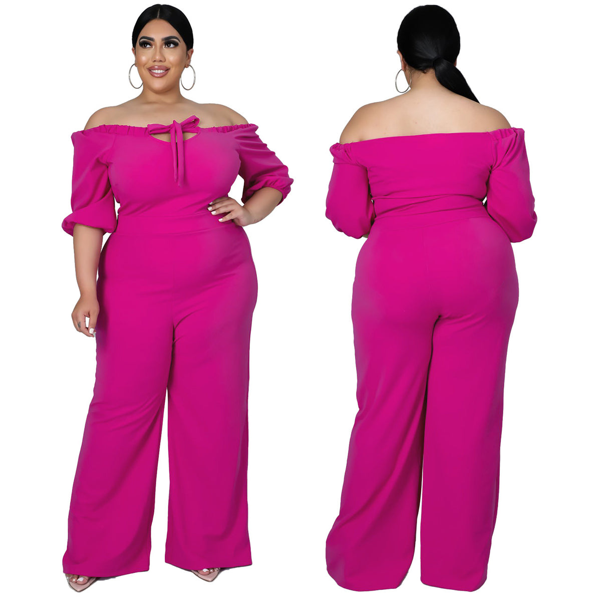 Women's Plus-Size Off-the-Shoulder Tube Jumpsuit
