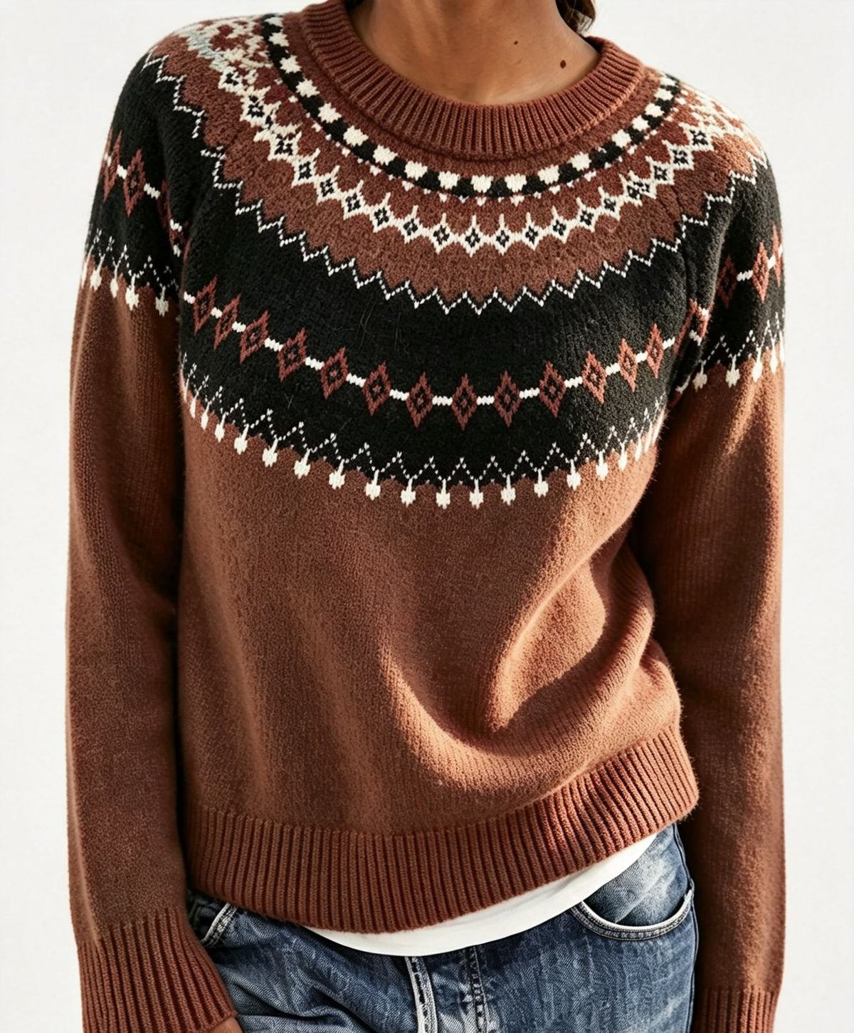 Round Neck Multicolor Loose Fashion Sweater Women