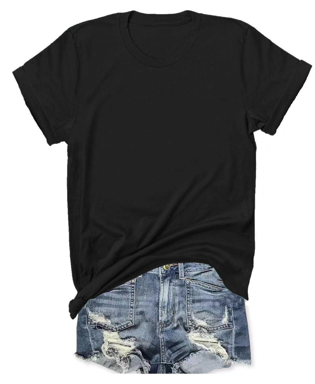 Classic Solid Cotton Casual Crewneck T-Shirt