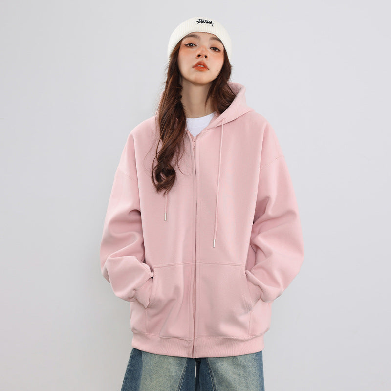 Casual Unisex Cotton Cardigan Pocket Hoodie Outerwear