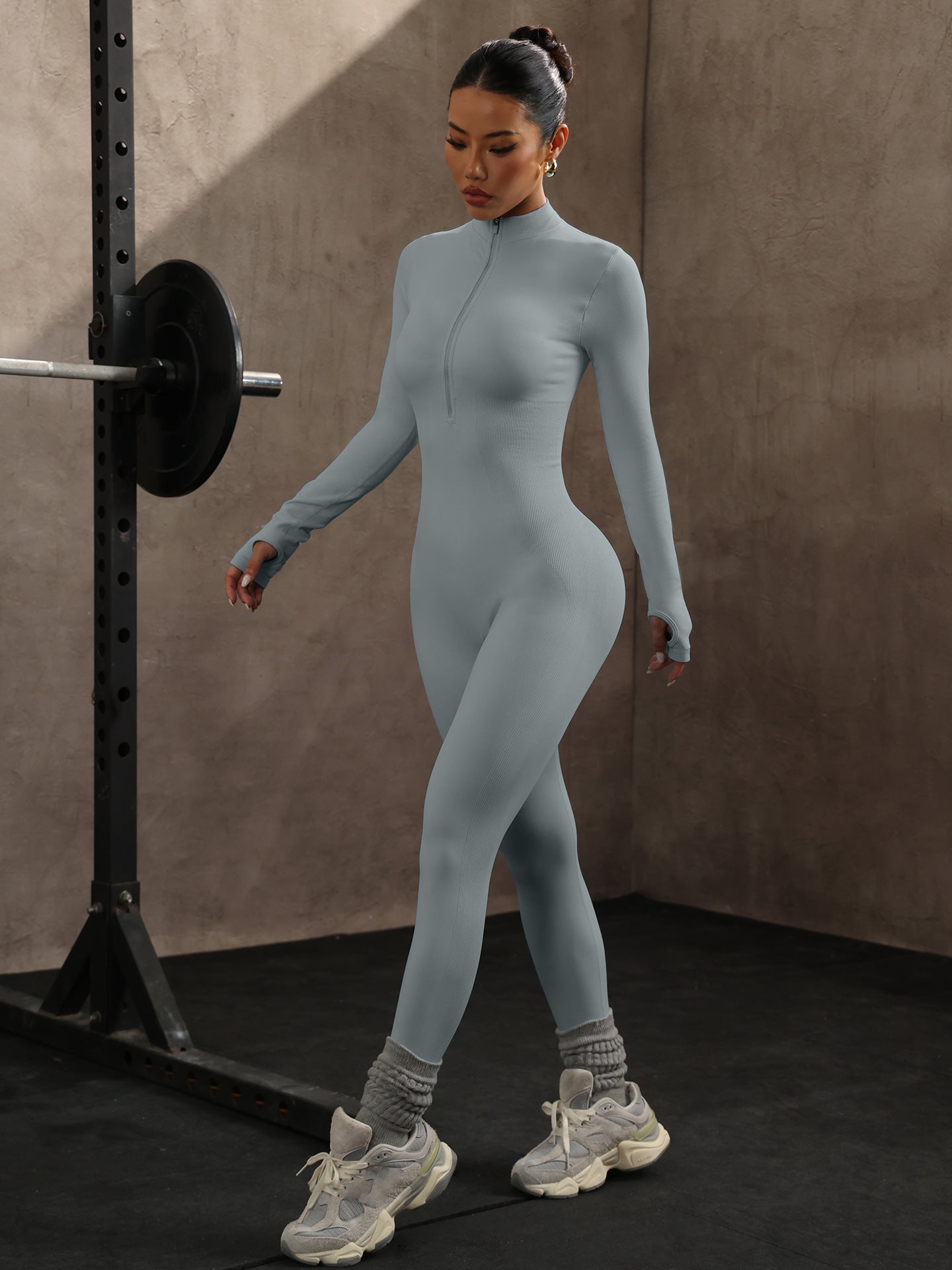 Seamless Long Sleeve Yoga Bodysuit & Fitness Jumpsuit