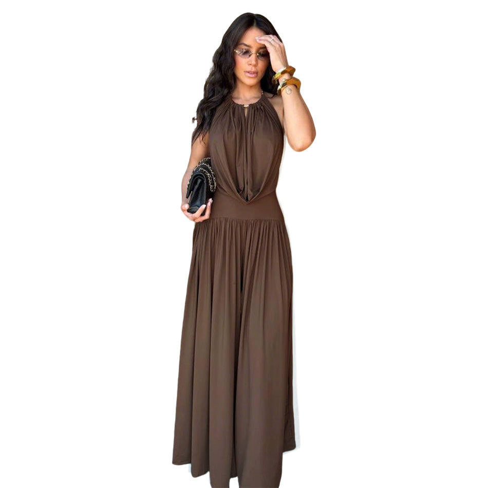 Chic V-Neck Halter Wide-Leg Two-Piece Set