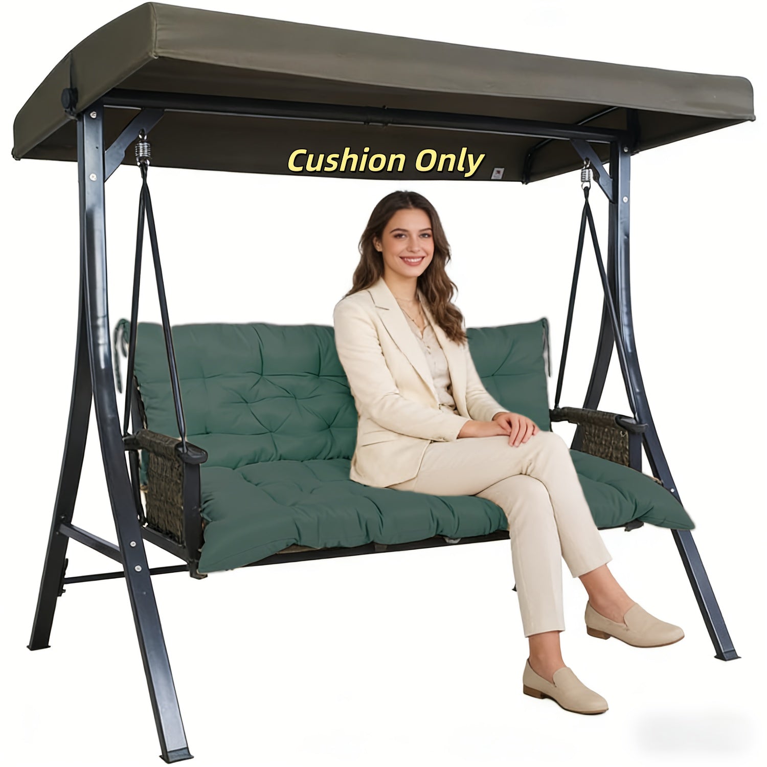 Replacement Cushions for 2-3 Seater Swings, Thick 4" Outdoor Porch Cushions, Waterproof Bench Cushions with Back Support for Garden Furniture