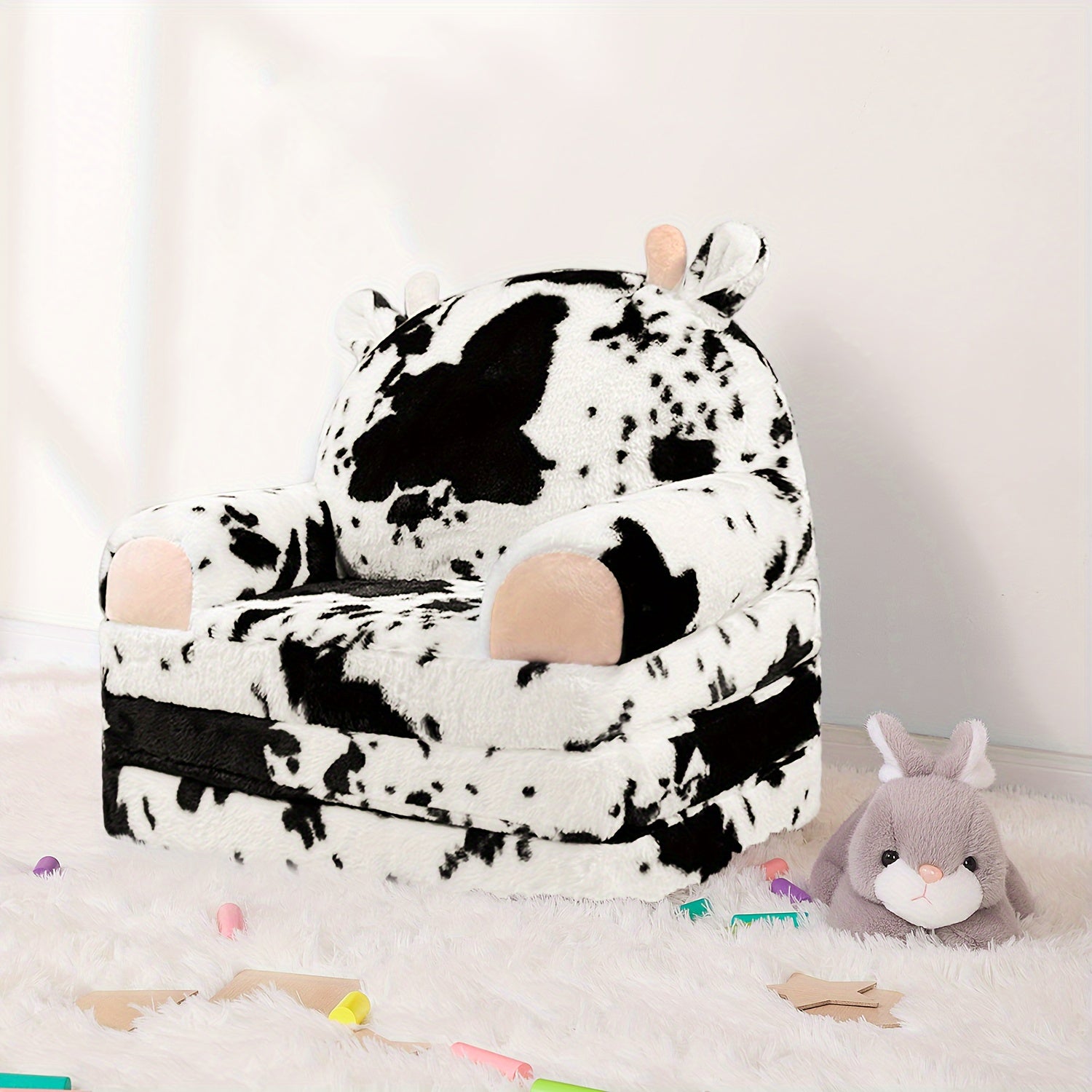 Plush Kids Chair with Removable Cover – Cow Design (Suitable for 18+ Months)