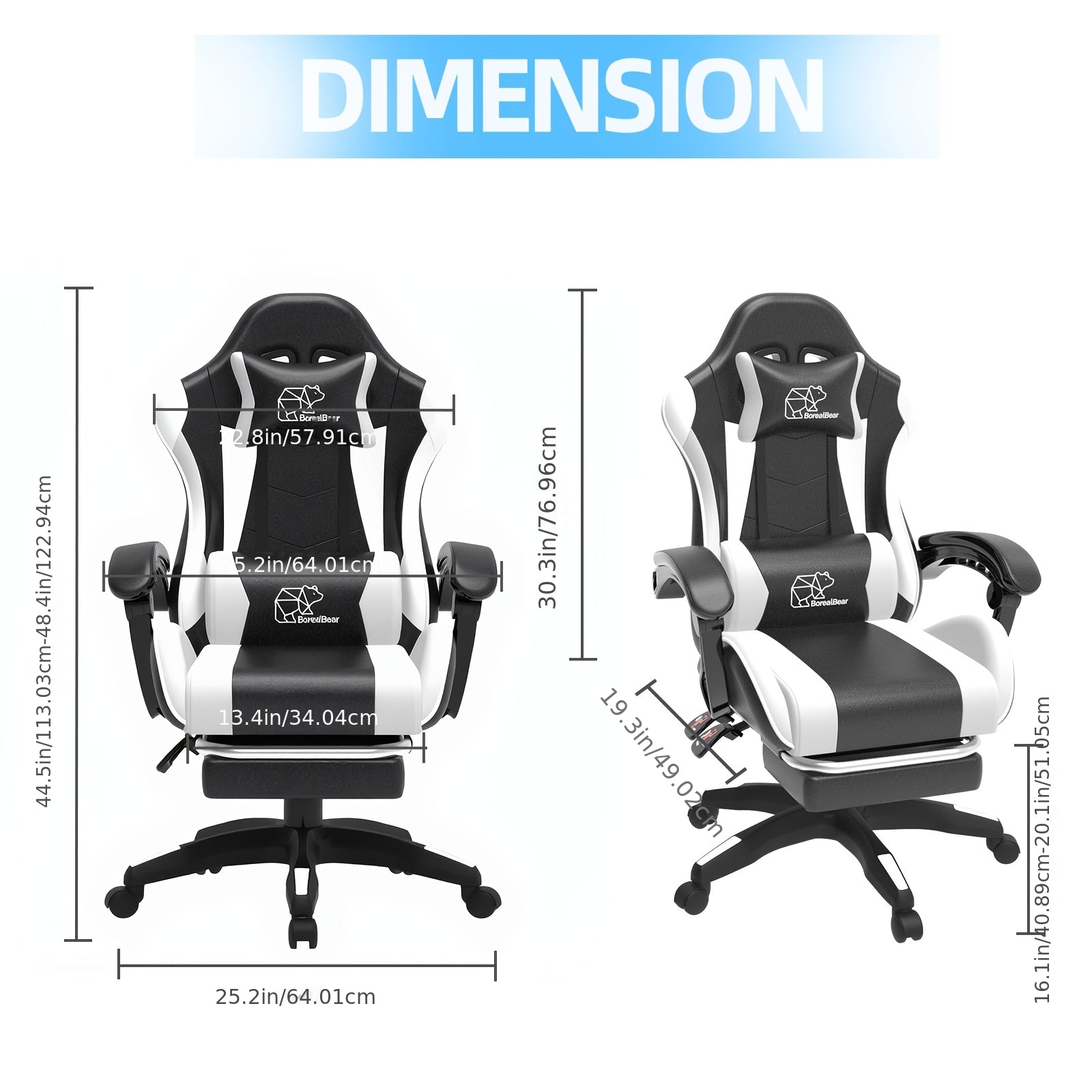 Ergonomic Gaming Chair with Lumbar Support, Fixed Armrests and High‑Quality Padding – Optional Footrest