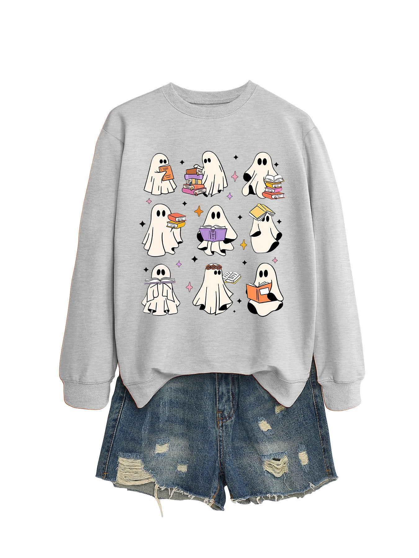 Women's Cozy Reading Print Pullover Sweater