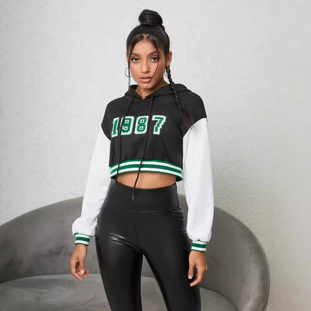 Women's Short Raglan Sleeve Letter Pullover Sweater