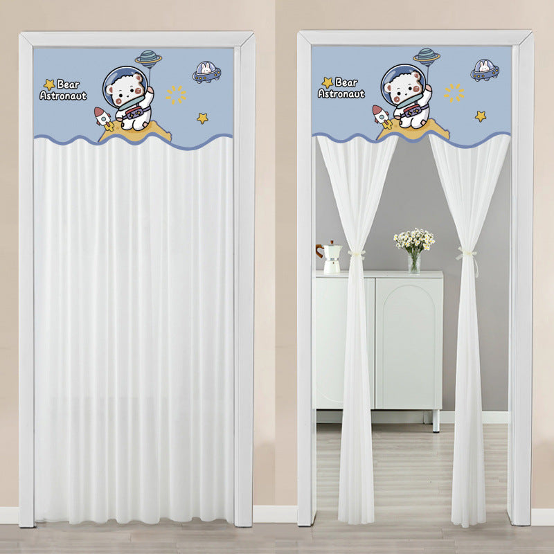 Non Perforated Magic Tape Gauze Double-layer Blackout Curtain