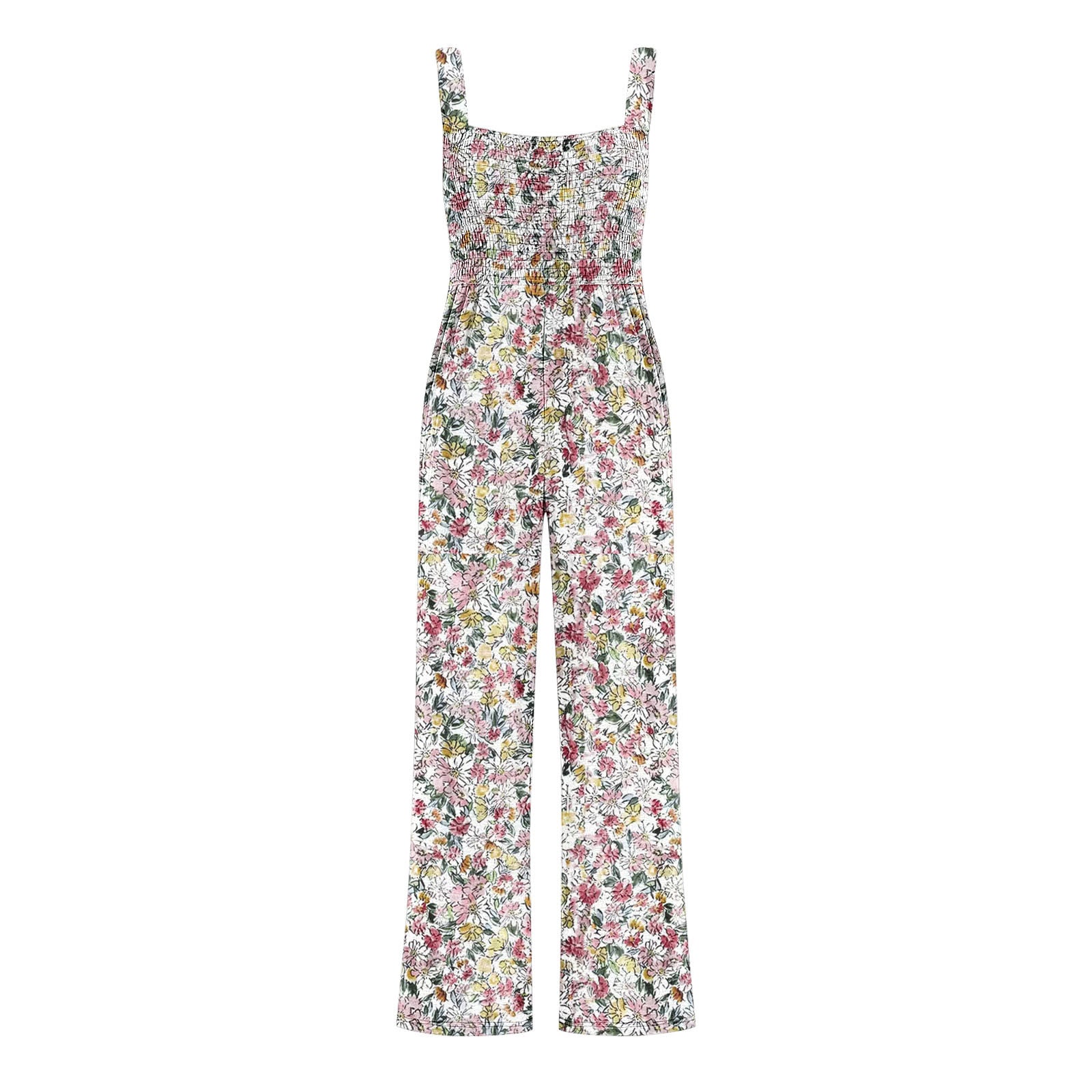 Chic Printed Wide-Leg Overalls with Pleated Pockets