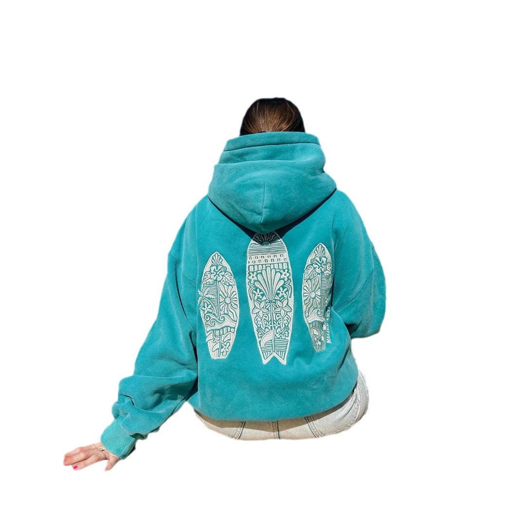 Simple Floral Letter Printing Drop-shoulder Sleeve Ladies Hoodie