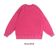 Washed Vintage Round Neck Cotton Long Sleeve Sweatshirt
