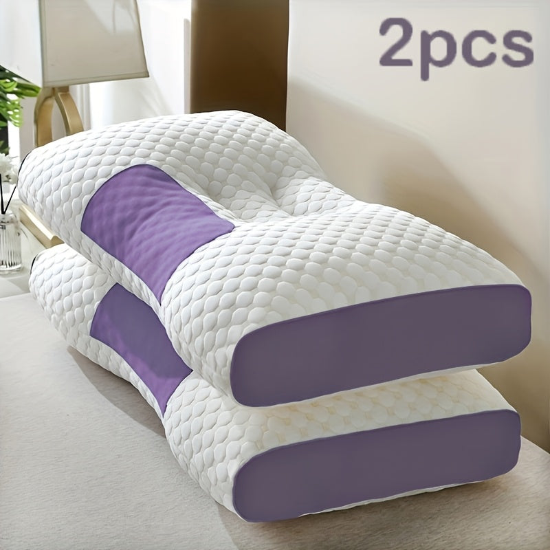 2 Soft Woven Neck Massage Couple Pillows - Buy 1 Get 1 Free, Adjustable Ergonomic Orthotic Profile Support, High Quality Pillow Core, Detachable Pillowcase For Sleeping Comfort