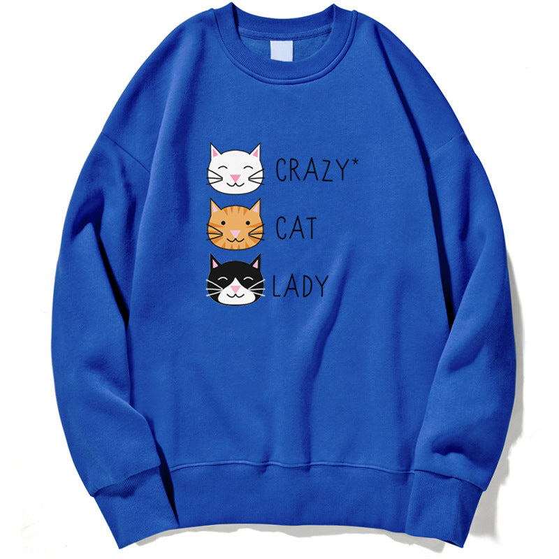 Funny Crazy Cat Print Casual Women's Sweatshirt