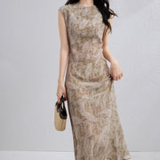 Womens Fashionable Crew-neck Slim-fit Short-sleeve Dress