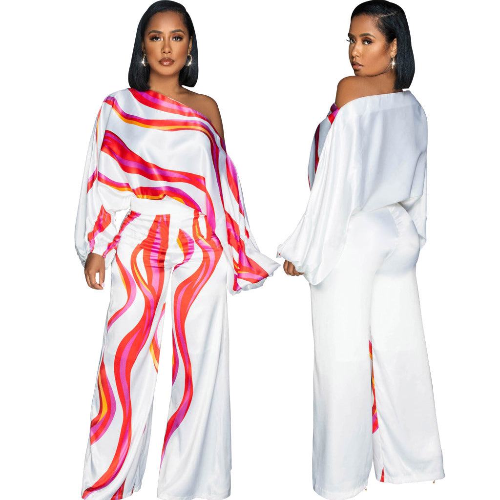 Stylish Womens Wide-leg Jumpsuit With A Single-shoulder