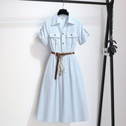 Summer New Waist-cinching A-line Shirt Dress