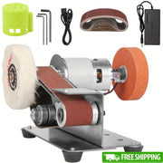 Compact Belt Sander Compact Mini Electric Belt Sander | 7 Adjustable Speeds & 10 Belts - Grinder Sharpener Polisher Machine for Knife Making, Wood & Metal Working, DIY Crafts - 110V with US Plug, I...