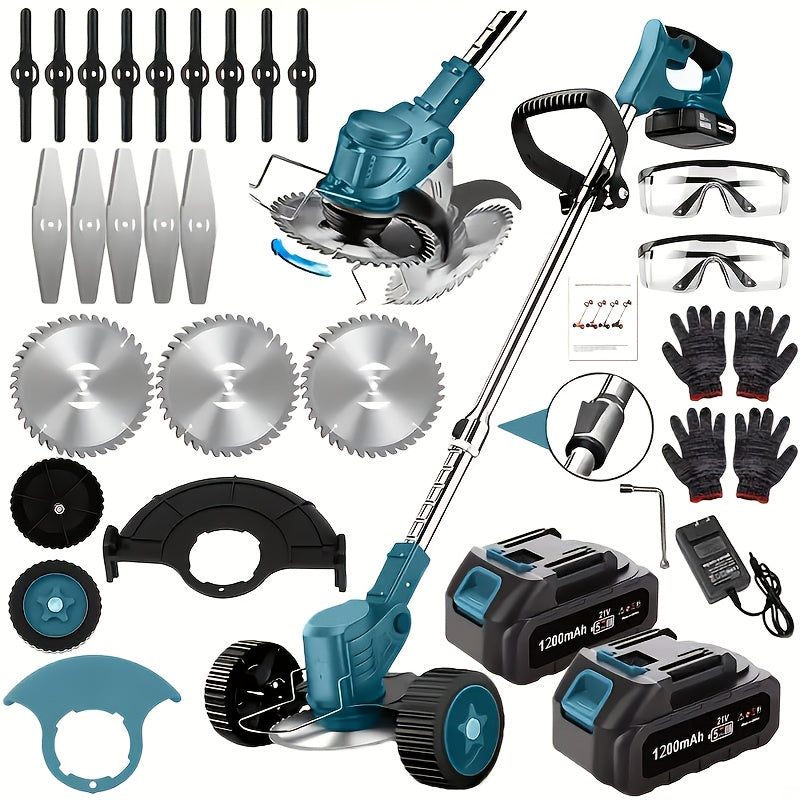 Portable Home Cordless Electric Lawn Mower, Yard Weeder/Cordless Lawn Mower With 3 Blade Sizes And Two High-Capacity Lithium-ion Batteries, Strong Power, Lots Of Freebies, Suitable For Lawn, Yard...