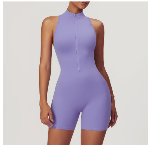 Women's Backless Zipper Fitness Yoga Jumpsuit Romper
