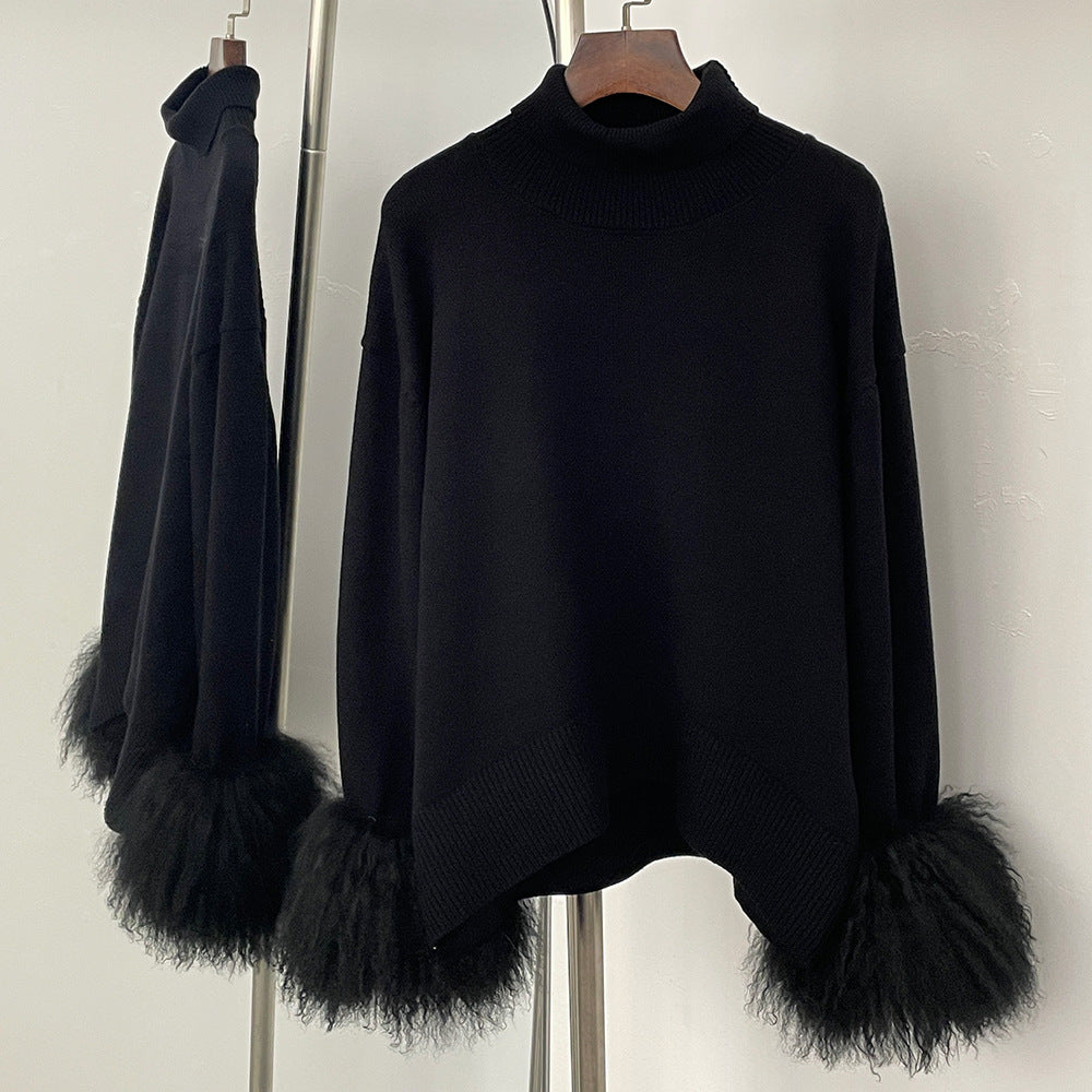 Loose-fitting Turtleneck Pullover Knit Sweater for Women