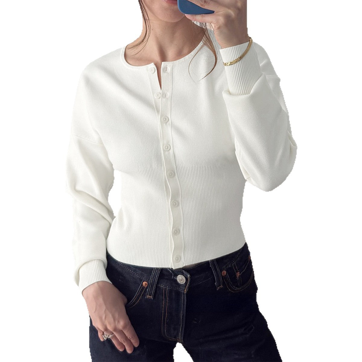 European and American Casual Solid Color Long-sleeved Shirt