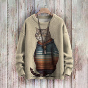 Chic Abstract Print Drop-Shoulder Casual Women's Sweater