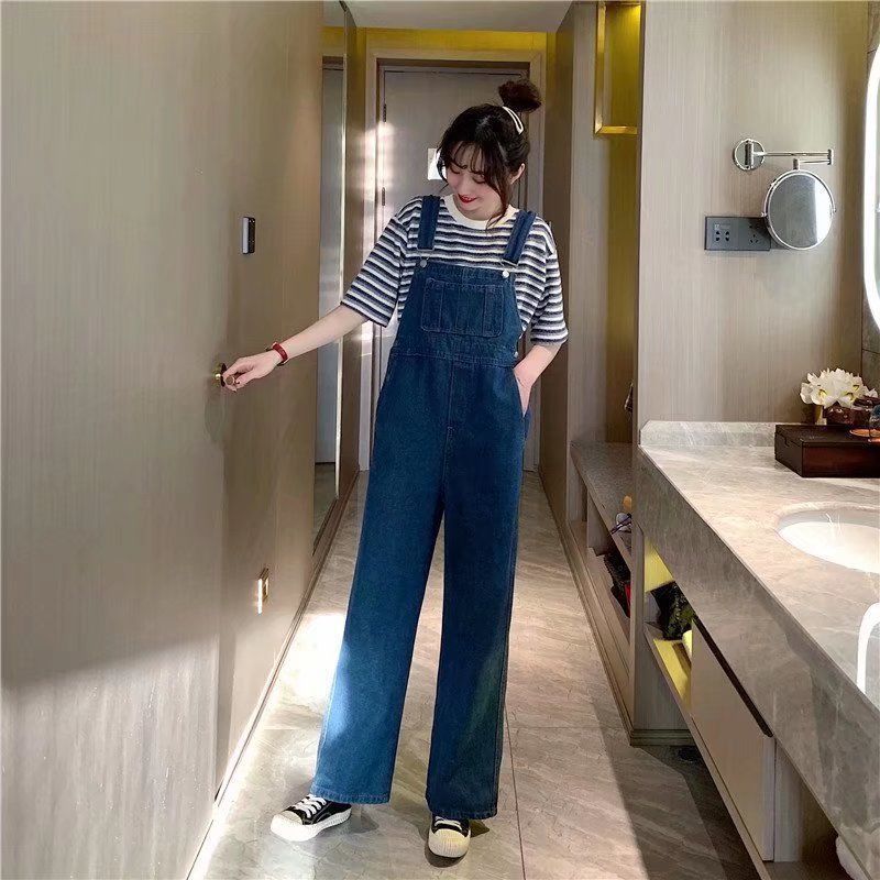 Loose Wide Leg Denim Suspender Pants Slim Fit Slip Plus Size Jumpsuit