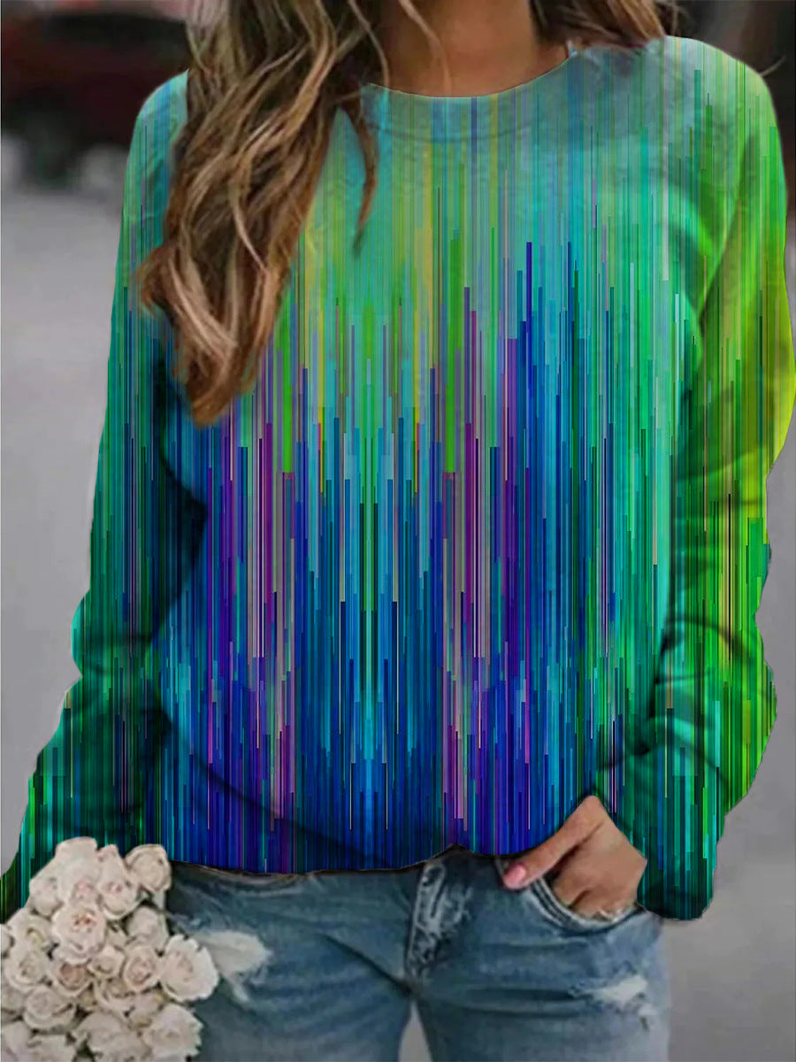 Artistic Abstract Print Loose Pullover Sweater