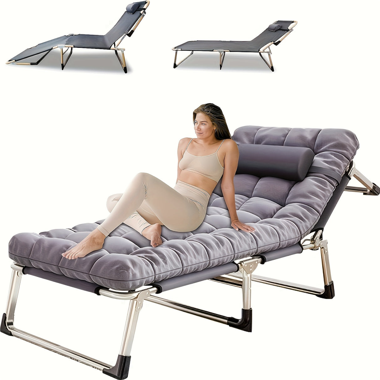 Heavy Duty Outdoor Folding Bed with Flip Mattress - 450/500/600 Lbs Capacity, Portable Foldable Guest Bed with Sturdy Frame & Comfortable Mattress for Camping, Travel, Balcony, Garden - Ideal for T...