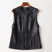 Sleeveless Leather Vest for Women