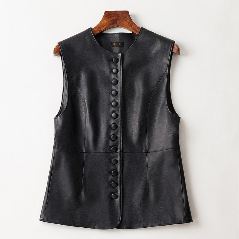 Sleeveless Leather Vest for Women