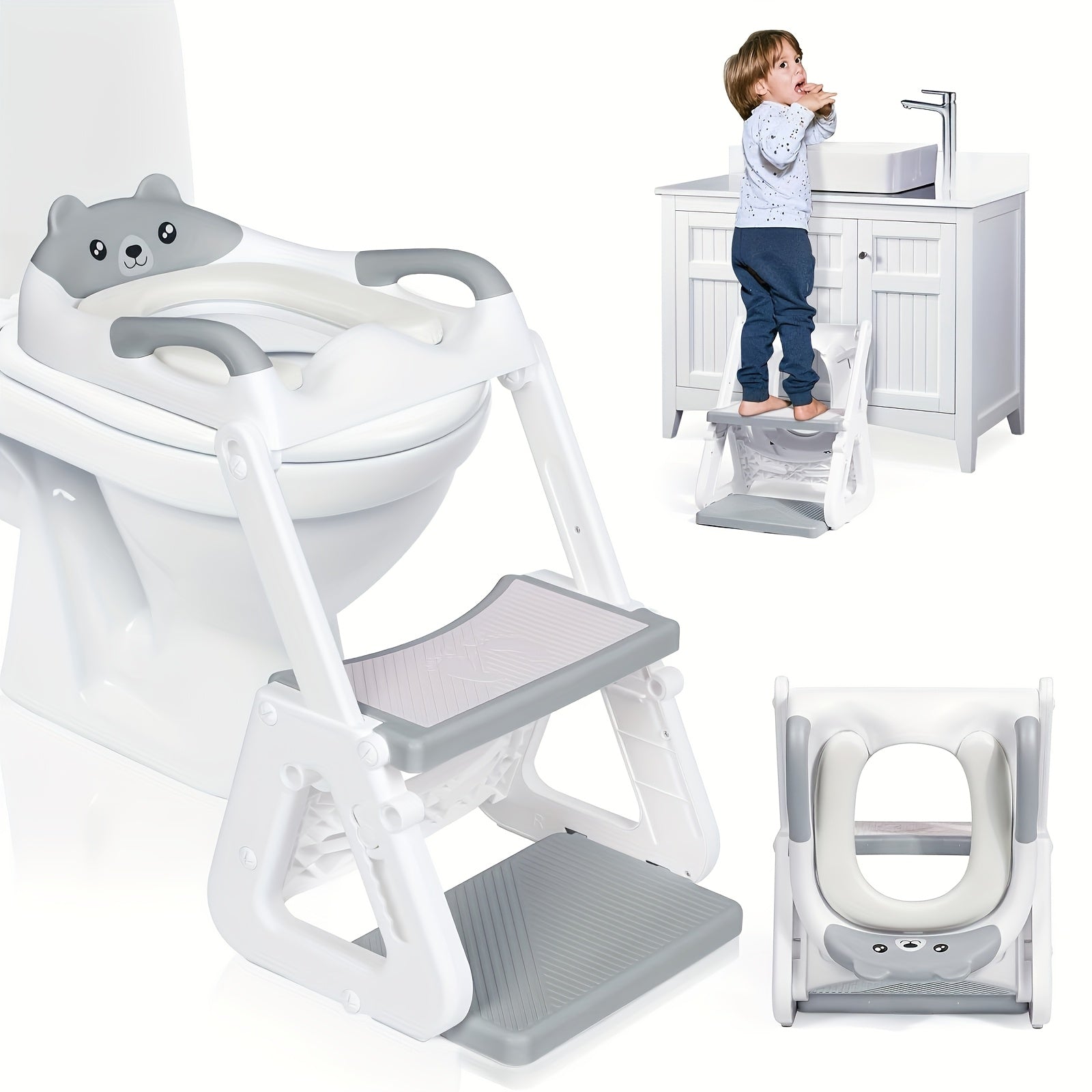 Adjustable 2-in-1 Potty Training Toilet Seat with Step Stool for Toddlers