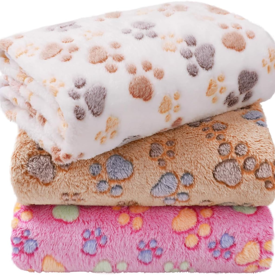 Soft Fluffy Pet Blankets for Dogs & Cats - 3 Pack Fleece Throw Blankets
