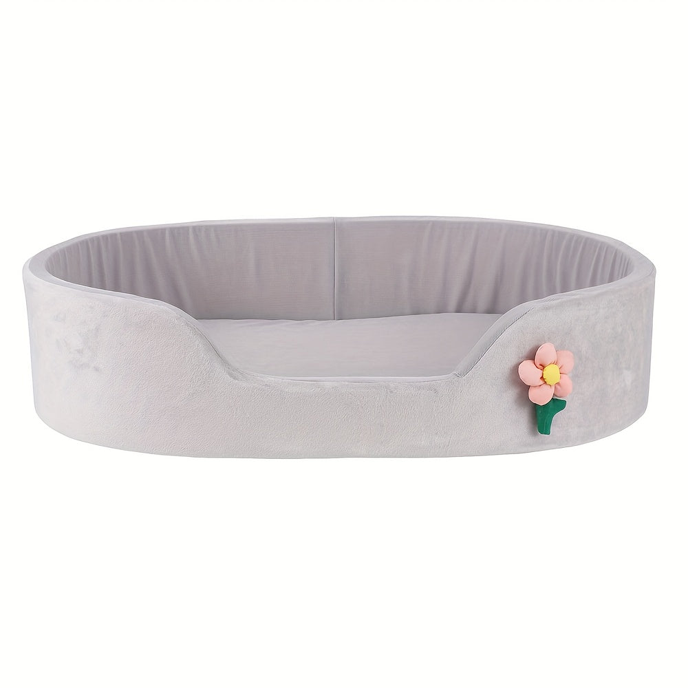 1pc Polar Fleece Oval Winter Warm Pet Bed for Small & Medium Dogs - Soft Sponge-Filled Detachable Dog Bed with Plush Cushion, Pink Cozy Bedding for Puppies, Cats & Small Breeds,