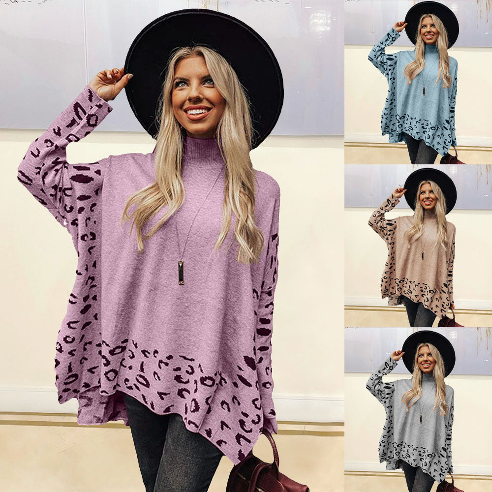 Women's Printed Long Sleeve Casual High Collar Pullover Top