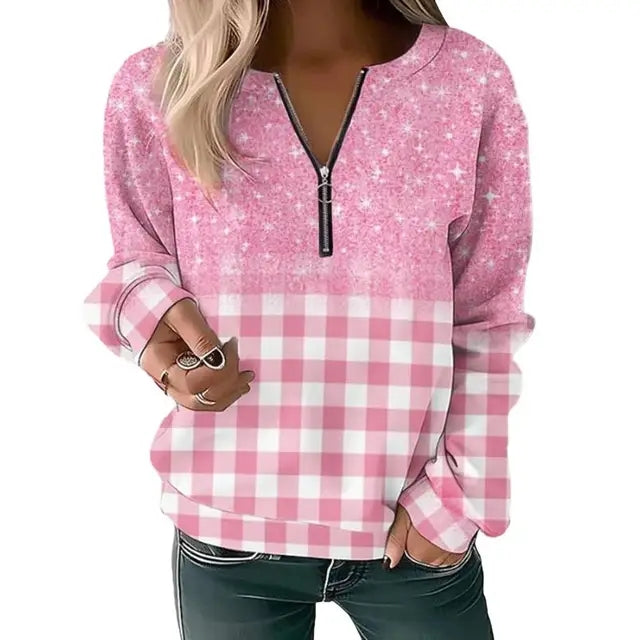 Women's Floral Zip Pullover Casual Casual Sweatshirt