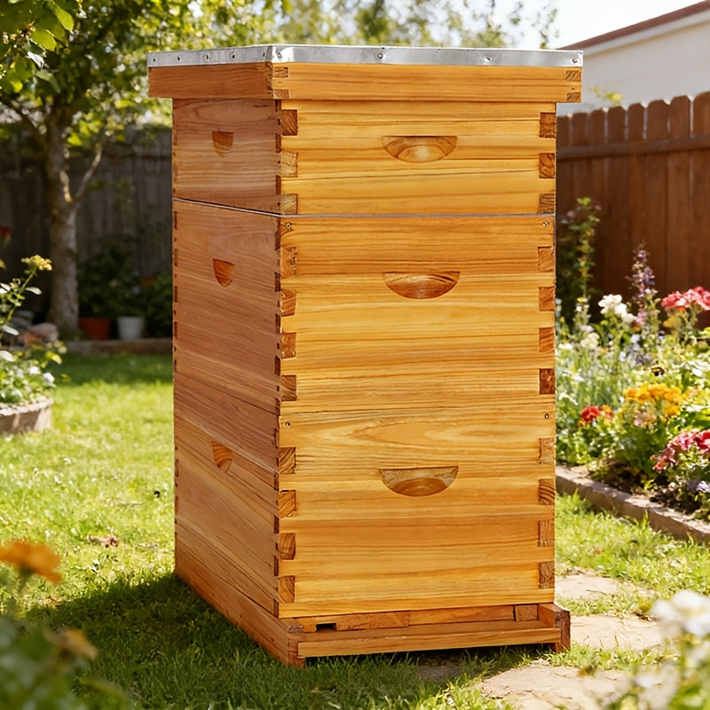 8-Frame Langstroth Beehive Starter Kit with Deep and Medium Boxes, Beeswax-Coated Frames and Foundations
