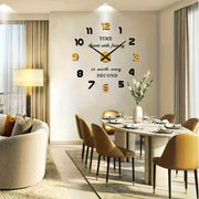 Large Acrylic Wall Clock with Arabic Numerals - Silent, Battery Powered Round Clock for Living Room Decor, Decorative Time Spent with Family Clock, Flat Crown, Requires 1 AA Battery (Not Included)