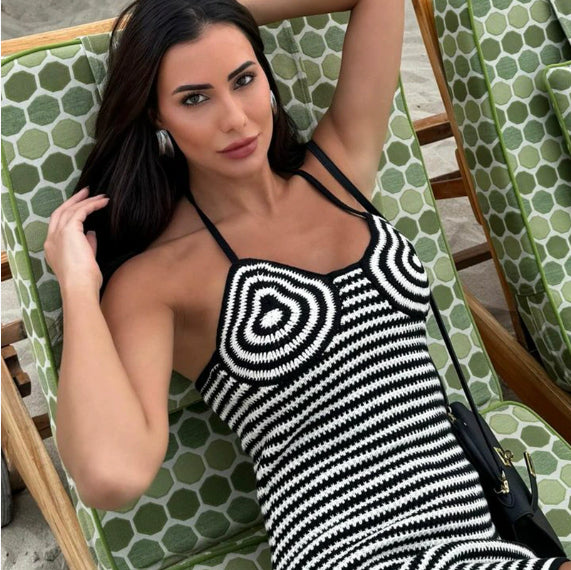Women's Striped Waist-Tight One-Piece Shorts Romper