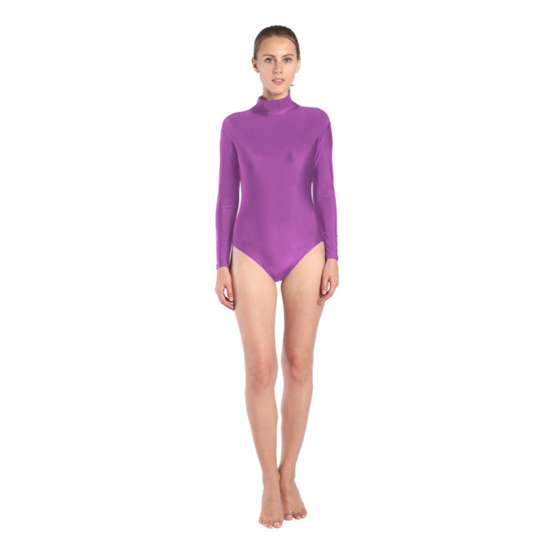 Women's Short Small Turtleneck Dancing Dress Back Zipper Tights